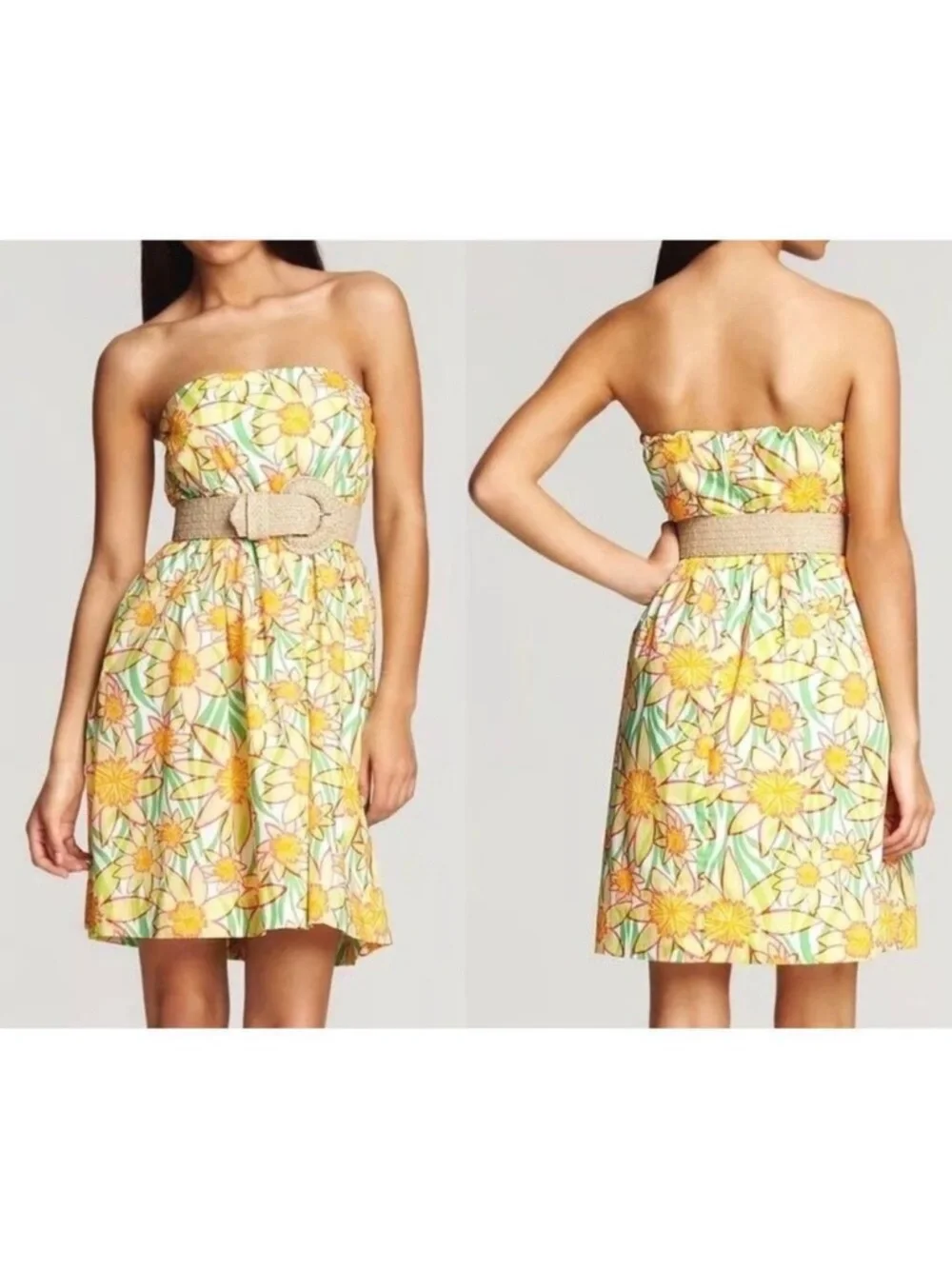 Lilly Pulitzer Sunflower Strapless Wyatt Dress Small sz 8 - Picture 1 of 8